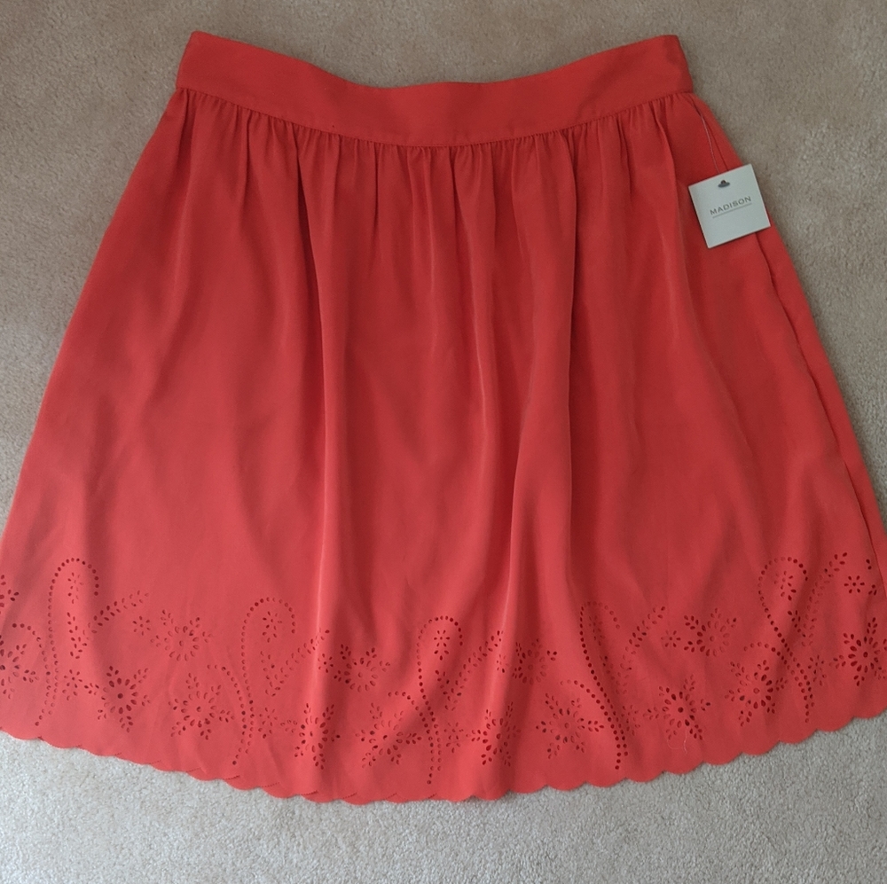 NWT Madison orange tangerine skirt size 12 with pockets.